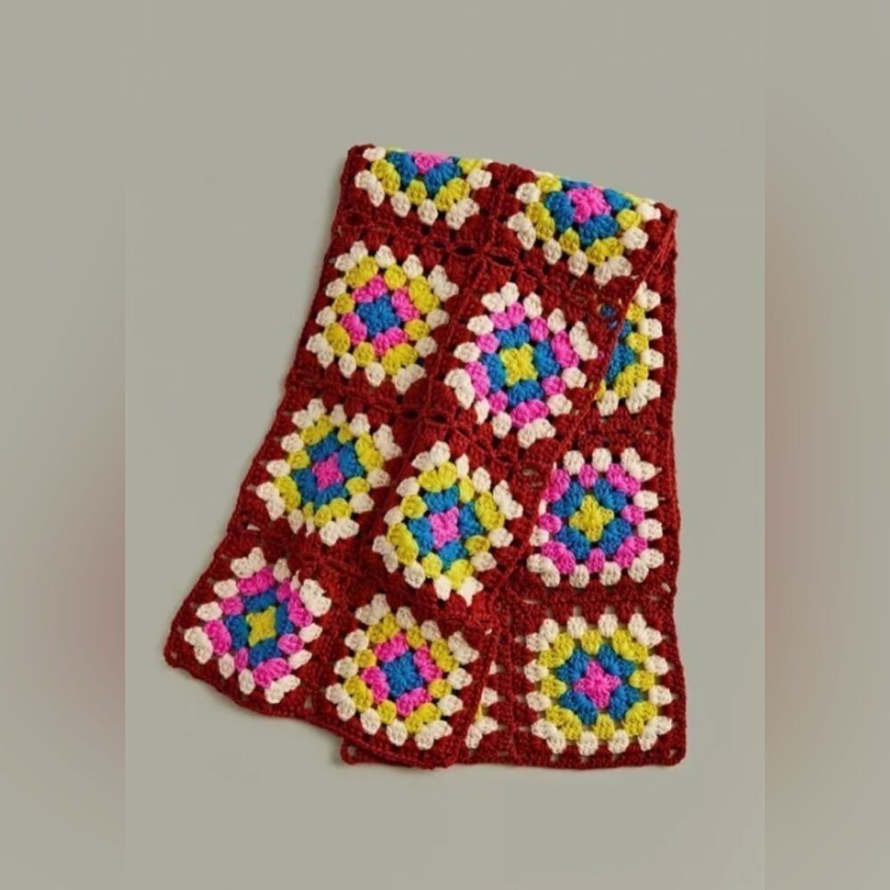 Urban Outfitters Granny Knitted Squares Scarf One Size